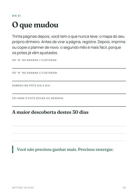 Página do dia 31, o que mudou